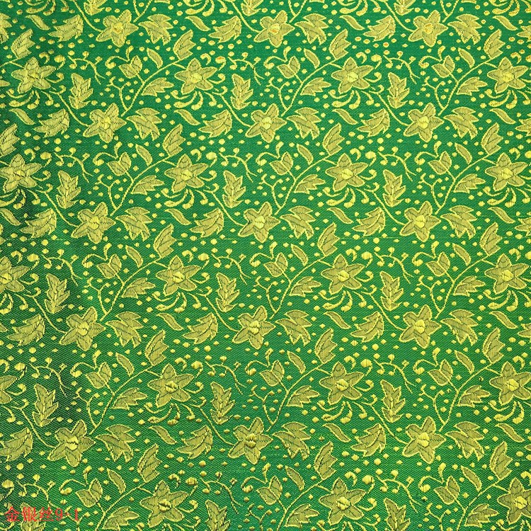 绿色金丝五角星提花布cosplay戏服香囊香袋包装礼盒金银丝织锦缎