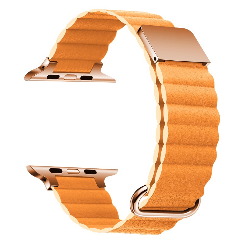 Aplicable a Apple correa de lazo magnético Apple waych8/7/SE/6/5/4321 hebilla inversa cuero nuevo