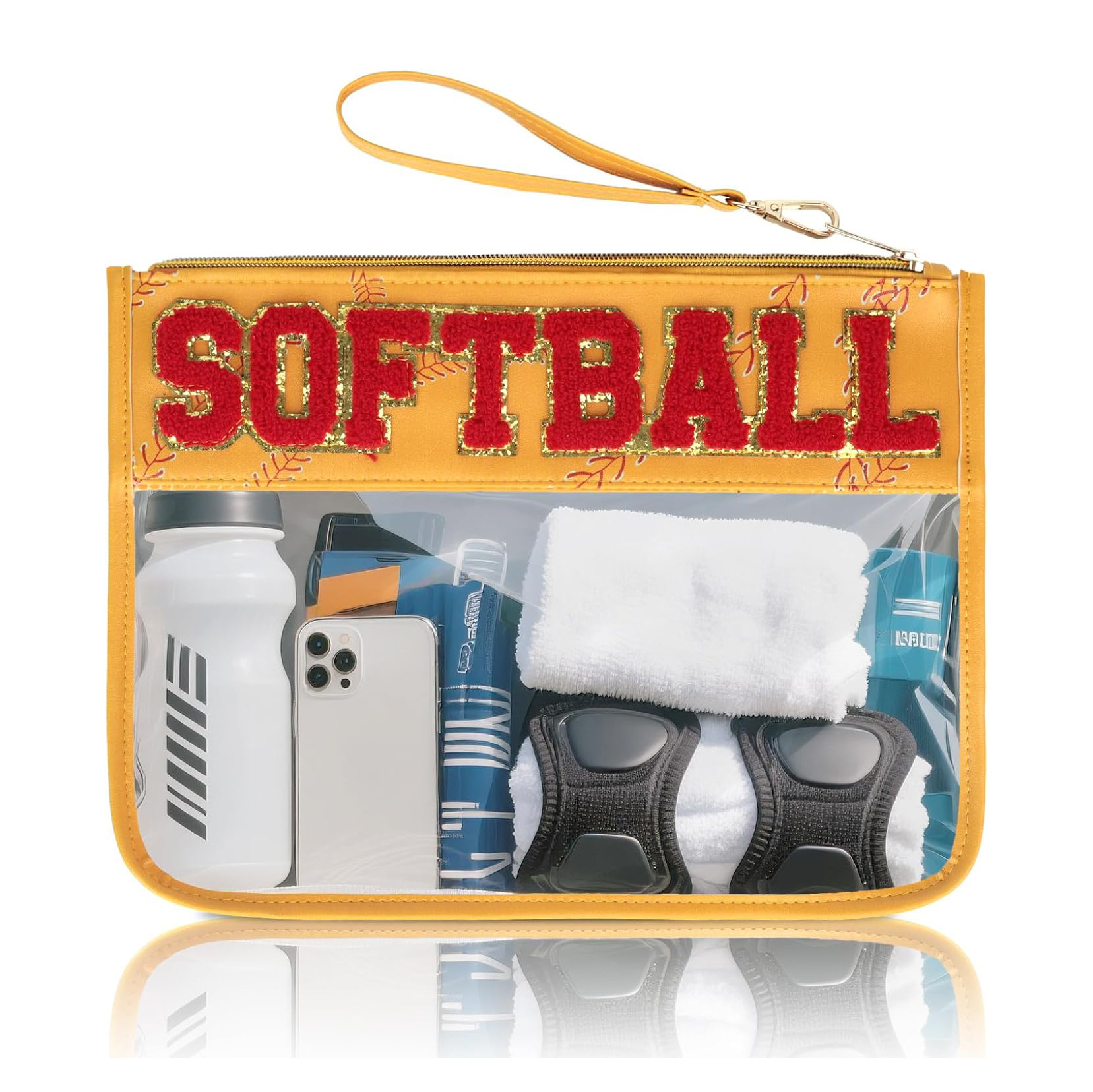 Baseball Gift Bag Team Gift Transparent Chenille Letter Zipper Bag Accessories Sports Portable Travel Bag