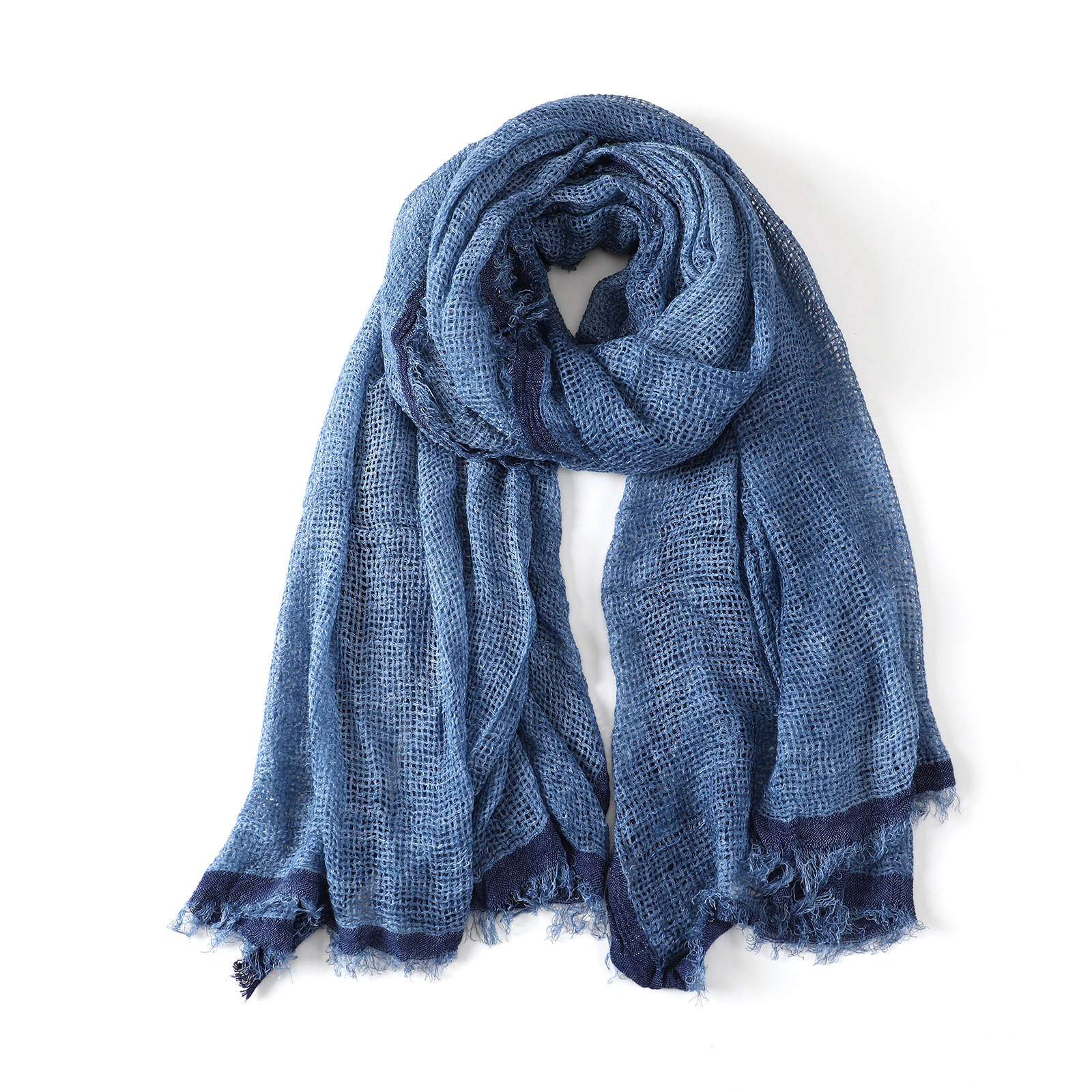 Cotton and Linen Texture Scarf, Breathable and Loose, Long Style for Spring, Summer, Autumn, and Winter, Artistic Japanese Style, Solid Color, Retro Trendy for Women