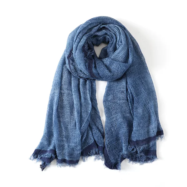 Cotton and Linen Texture Scarf, Breathable and Loose, Long Style for Spring, Summer, Autumn, and Winter, Artistic Japanese Style, Solid Color, Retro Trendy for Women