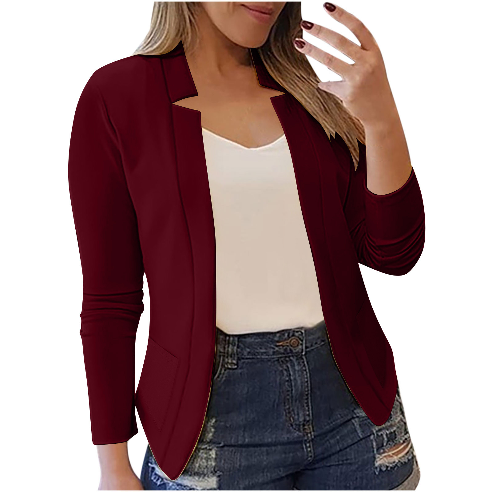 Casual Professional Blazer Jacket For Women In Solid Colour_voghion.com