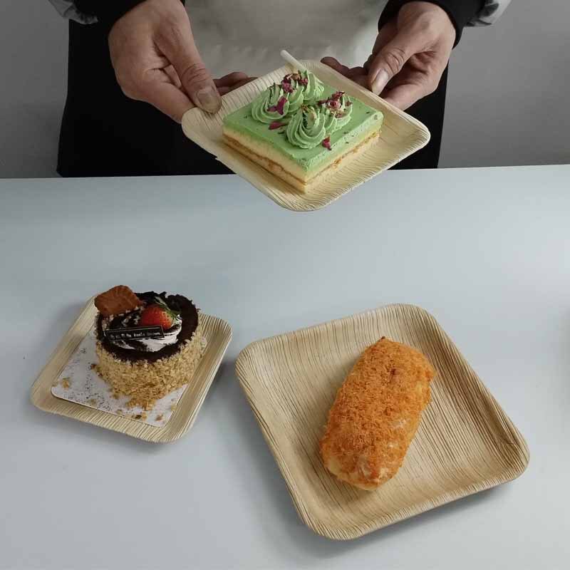 Amazon Cross-Border Disposable Palm Leaf 8inch Square Plates and Biodegradable Tableware Plates for Banquets and Parties, Environmentally Friendly