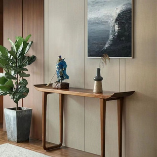 Chinese-Style Minimalist Solid Wood Entrance Zen Wall-Mounted Narrow Table Entryway Sideboard with Upturned Edge Hotel Display Rosewood