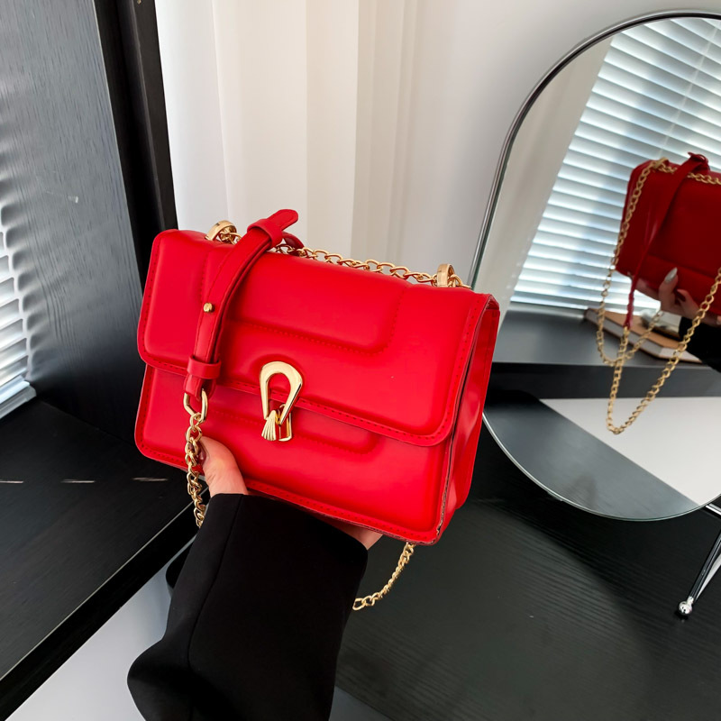 Elegant Chain Link Square Shoulder Bag for Women, 2024 New Style Fashion Single Strap Cross-Body Bag for International Trade Distribution, Versatile Cross-Shoulder Bag