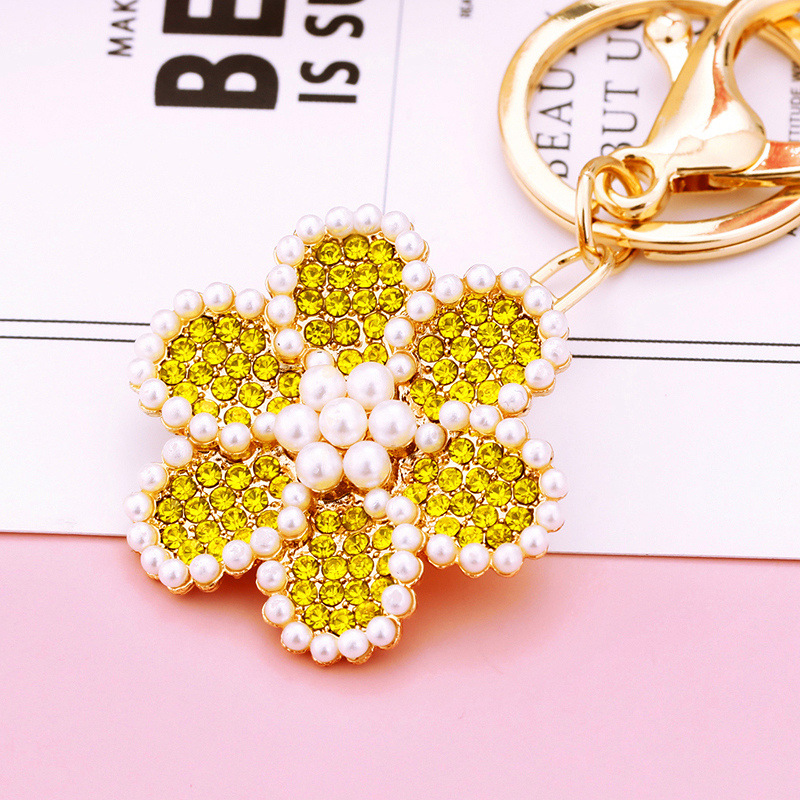 Korean Style Flower Metal Diamond Women's Bag Pendant Keychain display picture 1