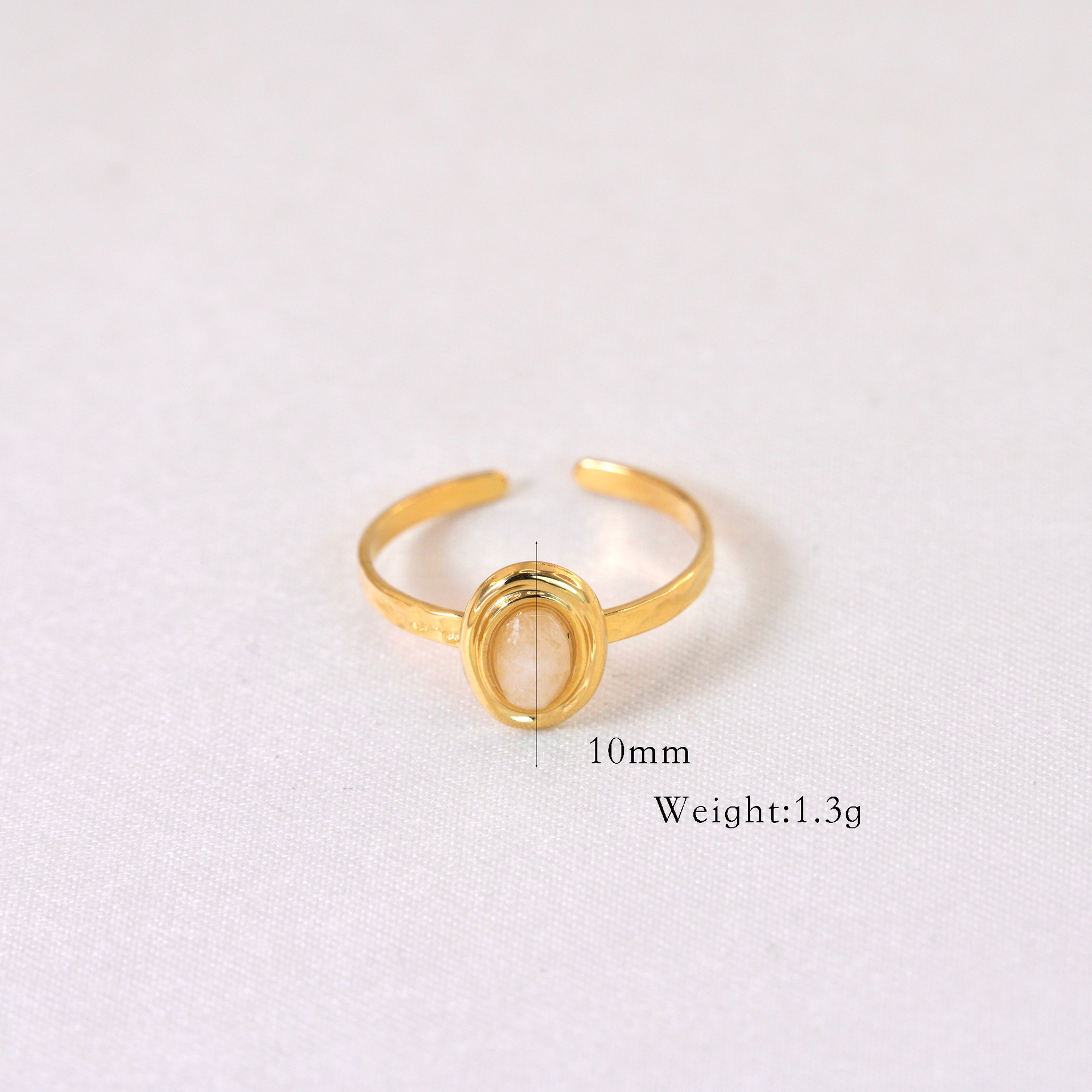 Polishing, Inlay Design Retro French Style Geometric Titanium Steel Natural Stone Open Rings In Bulk