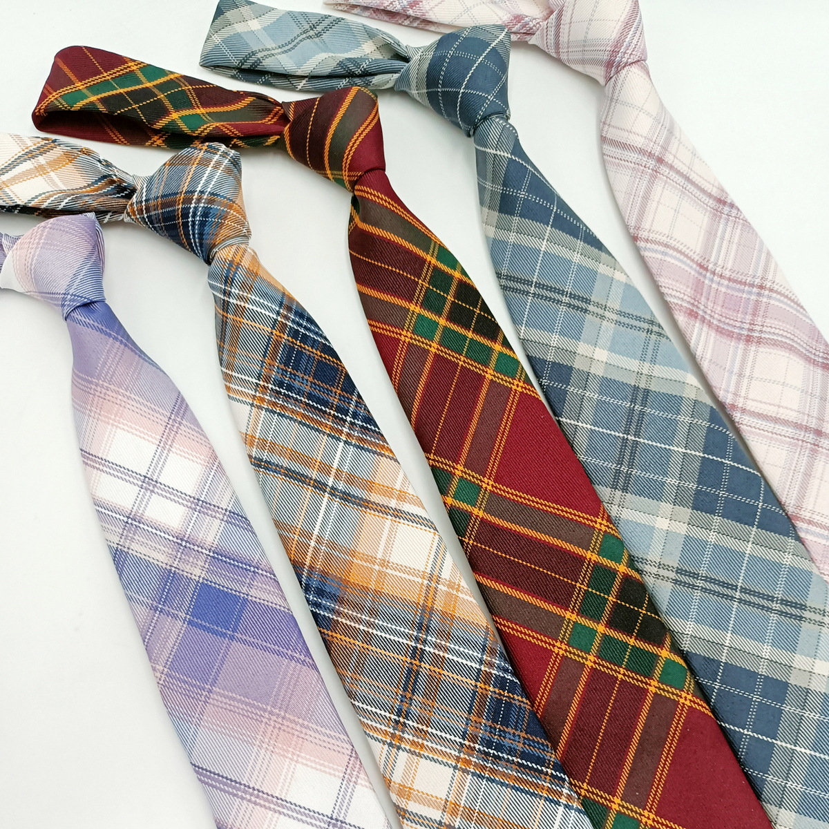 Fábrica en stock a cuadros corbata moda casual hecho a mano estilo universitario japonés uniforme escolar uniforme JK corbata cinturón largo