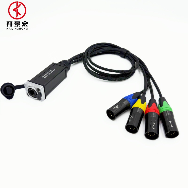 Rj45 to 4-Channel Xlr Audio Adapter 5-Core Dm512 Network Signal Extender Network Cable to Analog Splitter
