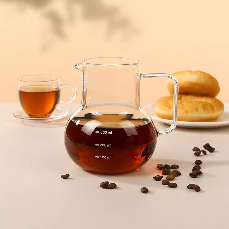 Hand-made Coffee Pot Sharing Pot with Scale Transparent with Handle Hanging Ear Coffee Cup Pot suit for Niche Household Heat Resistant