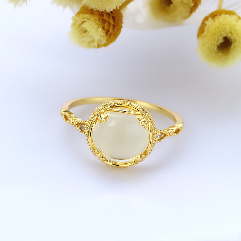 Vintage Style Fashion Geometric Copper Plating Artificial Gemstones Open Ring