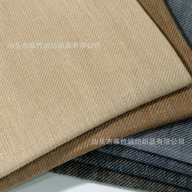 汉麻亚麻交织斜纹布料 春夏透气挺括 高级衬衫裙装面料