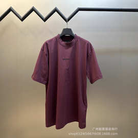 高版本B家巴黎25ss字母印绣短袖OS宽松时尚百搭欧美男女T恤