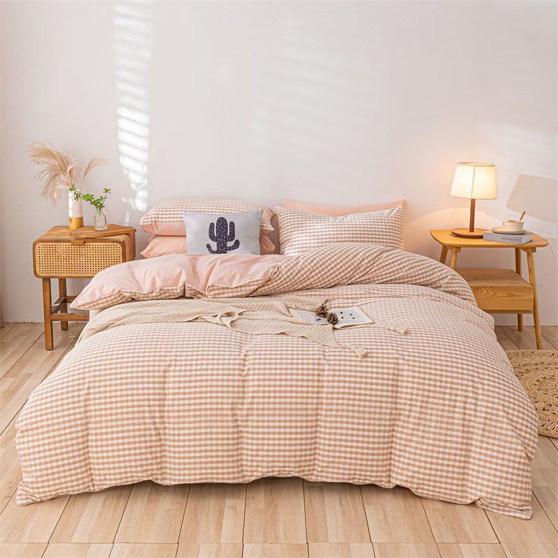 Cama de algodón lavado de algodón de clase A juego de cuatro piezas sábanas de edredón de algodón individual