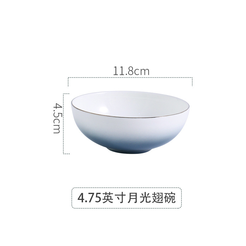 五つ星ホテル専用の高級ボーンチャイナ製色釉食器セット、グラデーショングレーと金縁の精巧な皿、ボウル、カップ|undefined