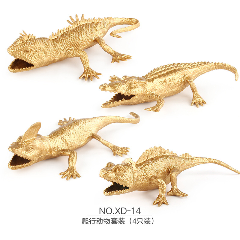 Transfronterizo Nueva simulación de aves de corral modelo animal versión Gold mini pollo pato ganso Libélula lagarto insecto traje de juguete