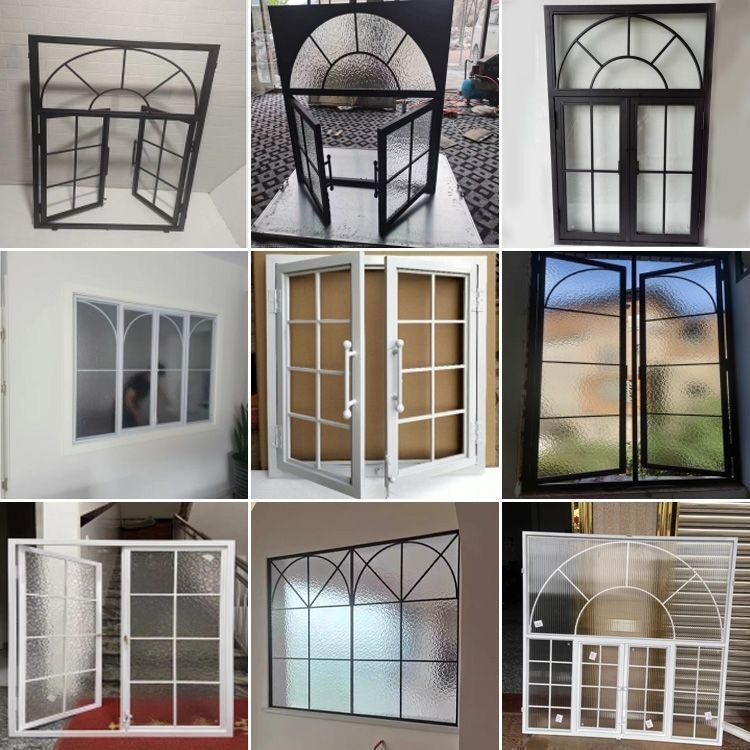 French-Style Window Retro Casement Window Indoor Internet-Famous Wrought Iron Loft Floor-To-Ceiling Window Arched Moon Art Sliding Vintage
