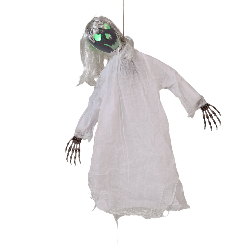 Halloween transfronterizo, fantasmas colgantes, casas embrujadas, decoración de habitaciones, accesorios, terror, control de voz, brillo, sonido, miedo complicado