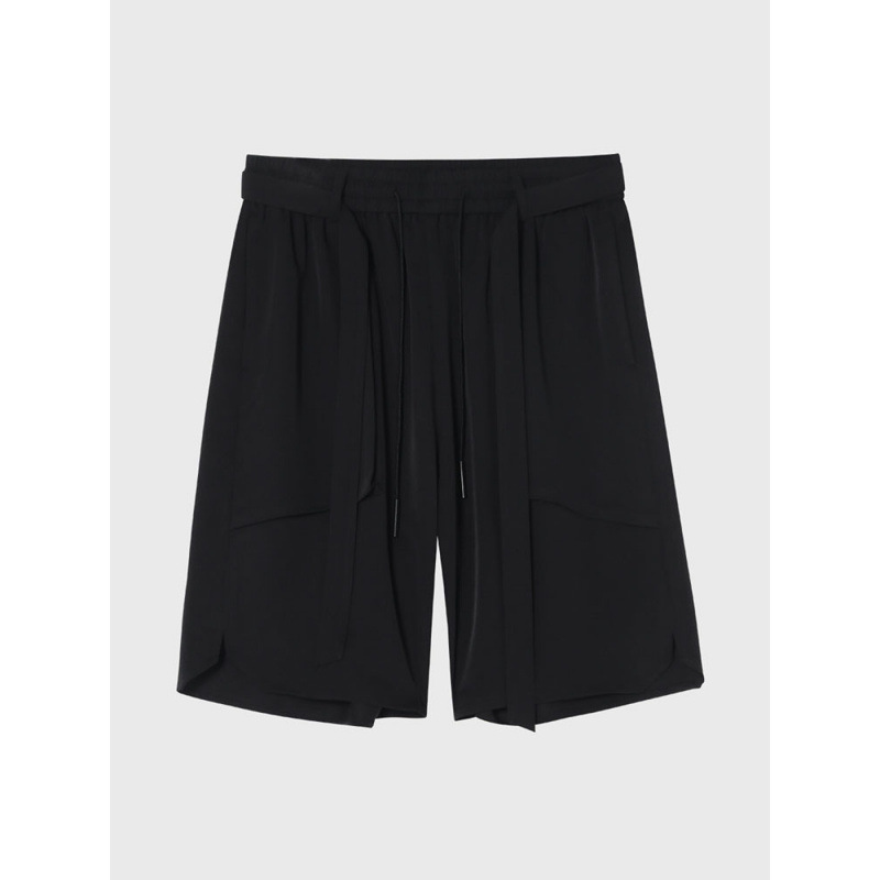 Ice Silk Suit Shorts Men's Summer Thin Multi-Pocket Beach Pants American Style Five-Point Pants