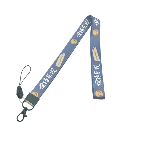 Wholesale mobile phone lanyard text ins fabric hanging neck rope long U disk chain pendant card holder exhibition lanyard thickened