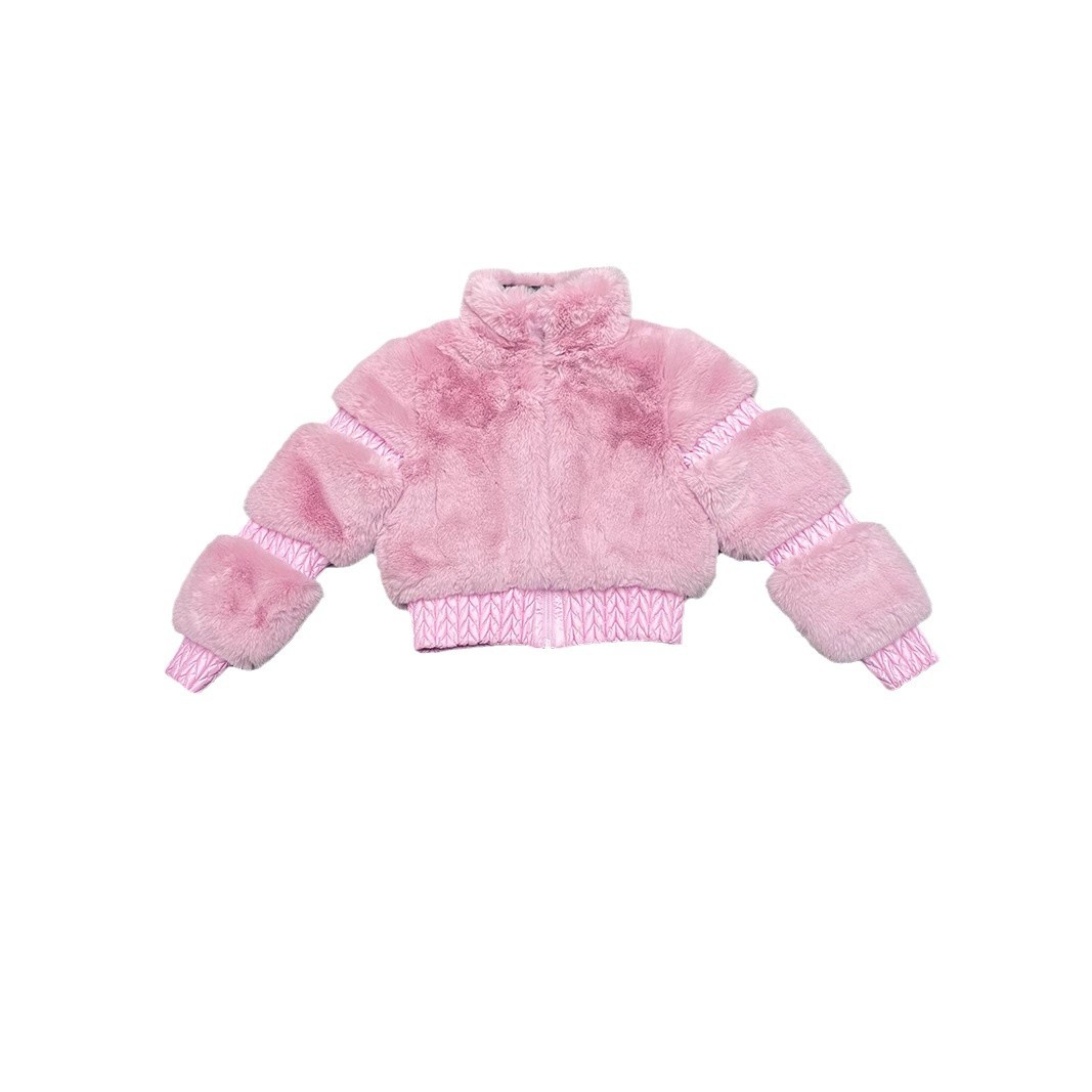 이것은 환불 가능하지 않습니다-핑크 칼라 귀여운 마오 마오 코트를 입은 YU SHUXIN 스타