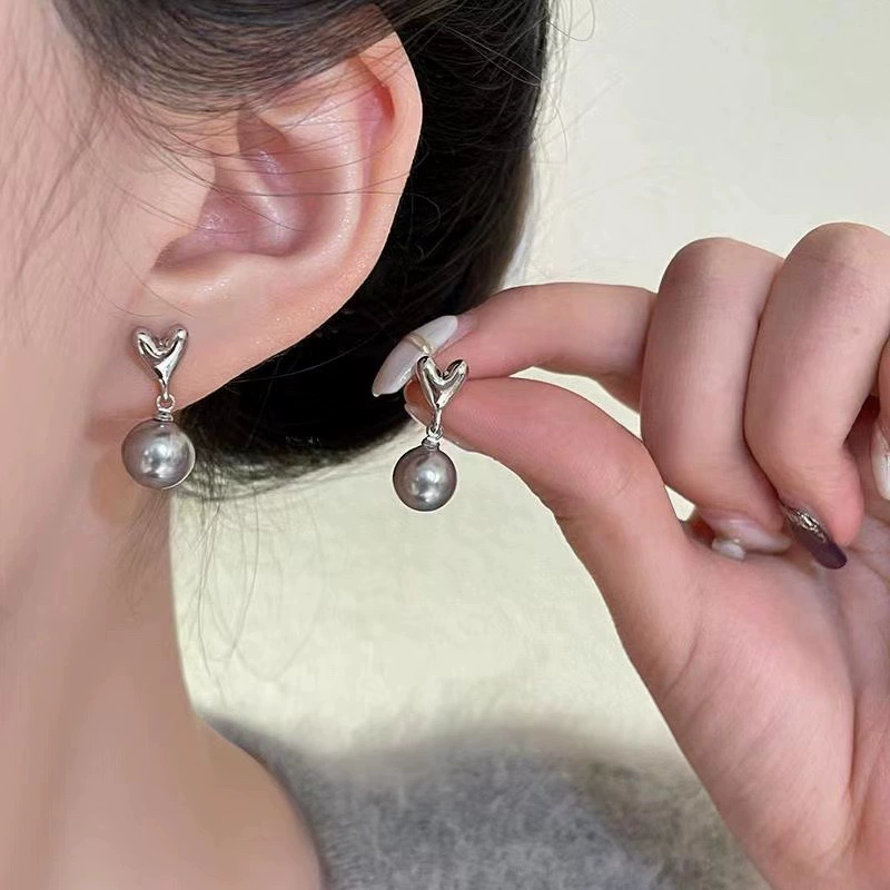 Заушные серьги из жемчуга, мушковая бусинка, серьги без прокола, французский стиль, легкая роскошь, стиль высокого качества