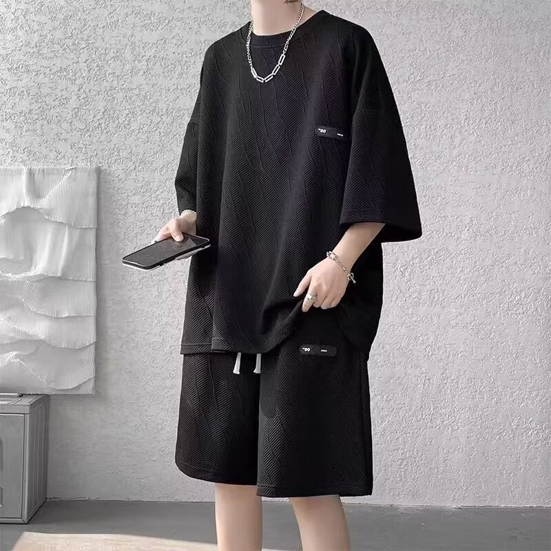 Camisas menos ropa deportiva set hombre de verano mangas cortas camisetas de baloncesto pantalones cortos casuales de dos piezas set de tendencia coreana