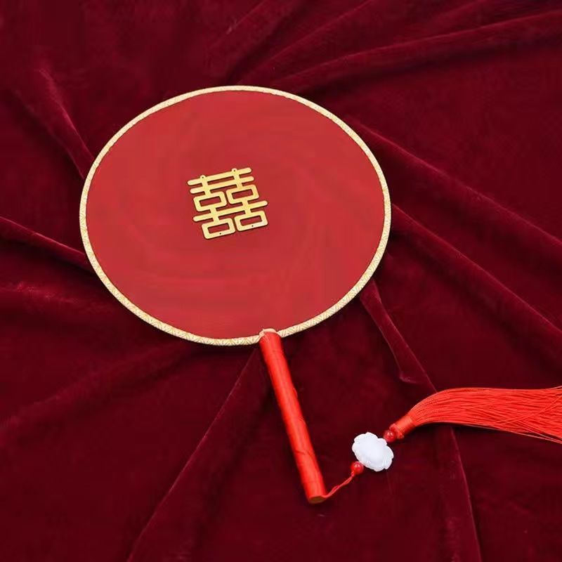 团扇新娘扇子女秀禾服diy塘铭成品喜扇手工中式结婚双面出嫁|undefined