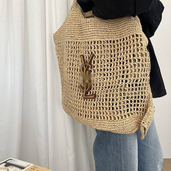 Poplar Forest Grass Woven Bag Women's Fashionable Seaside Holiday Beach Bag Summer Large Capacity Commuter Tote Bag Poplar Forest Grass Woven Bag Women's Fashionable Seaside Holiday Beach Bag Summer Large Capacity Commuter Tote Bag