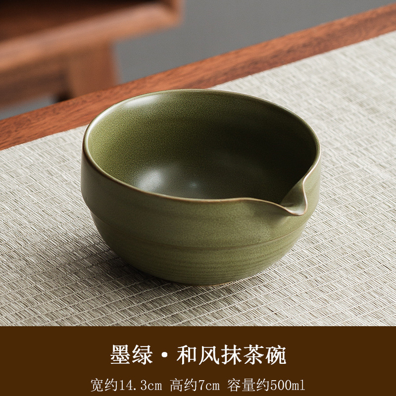 大型日本茶風抹茶ボウル、抹茶道具、抹茶ブラシ、茶碗、かわいいストライプ茶筅セット|undefined