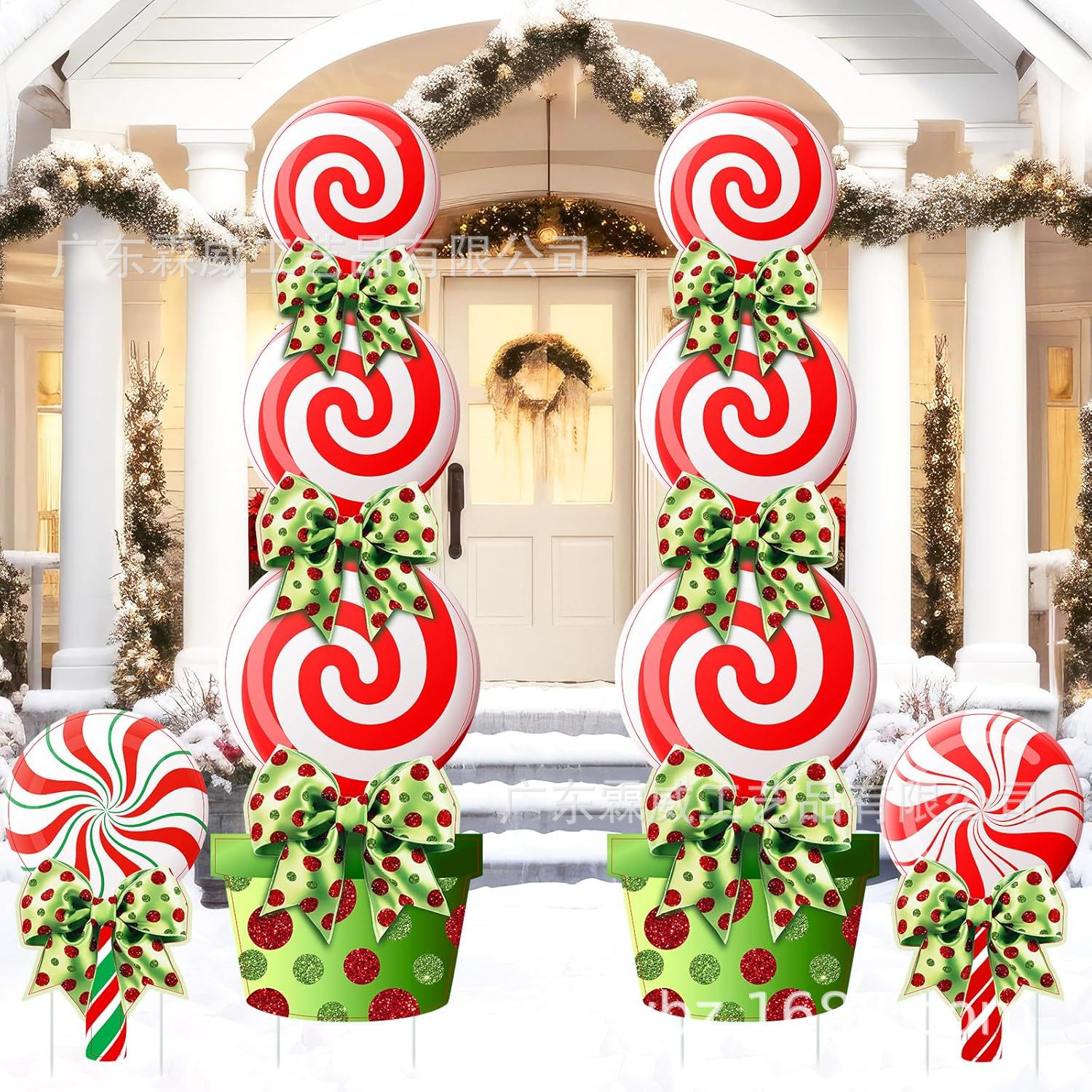 2025年蝴蝶结糖果串组合装地插牌圣诞节庭院插牌草坪装饰户外装饰