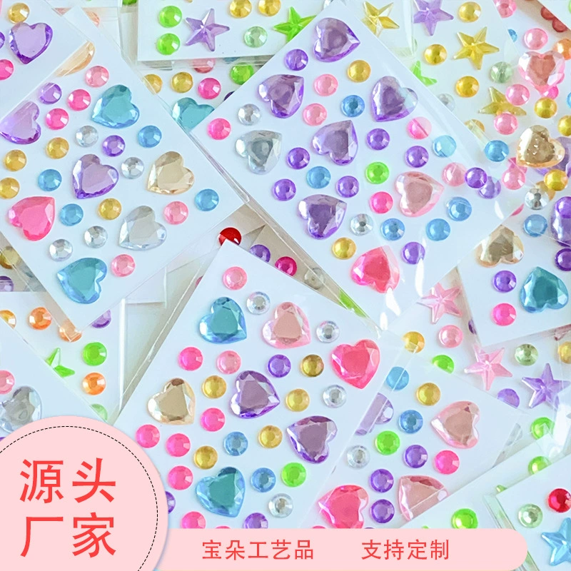 Мини-наклейки из серии драгоценных камней «сделай сам», детские наклейки принцессы с мультяшными бриллиантами, акриловые наклейки с бриллиантами в стиле ins, наклейки с бриллиантами в форме сердца