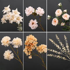 香檳色仿真花絹花洋牡丹高枝文心蘭玫瑰婚禮堂裝飾吊頂路引假花