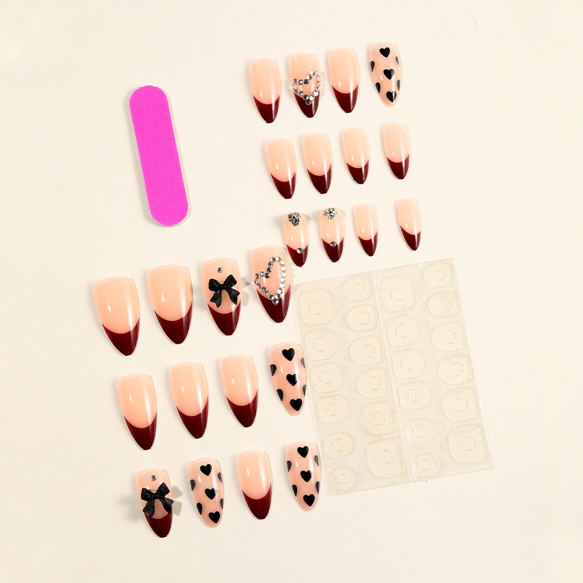 press-on nails Nail Supplies Plastic Material Valentine'S Day Heart Shape Knot Butterfly Plastic Press-on Nails