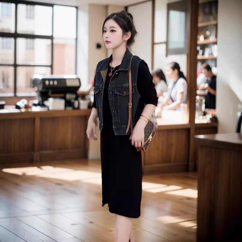 Nostalgic Denim Vest for Women, New Spring and Autumn Style, Loose-Fitting Chanel-Style Vest Jacket, Artistic Retro Slim-Fit Type