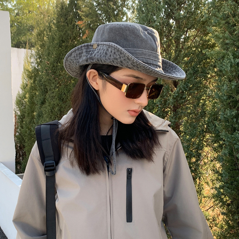 Jeans pescador sombrero mujer 2024 nueva primavera y otoño plegable al aire libre camping sombrero de montaña sombrero de verano