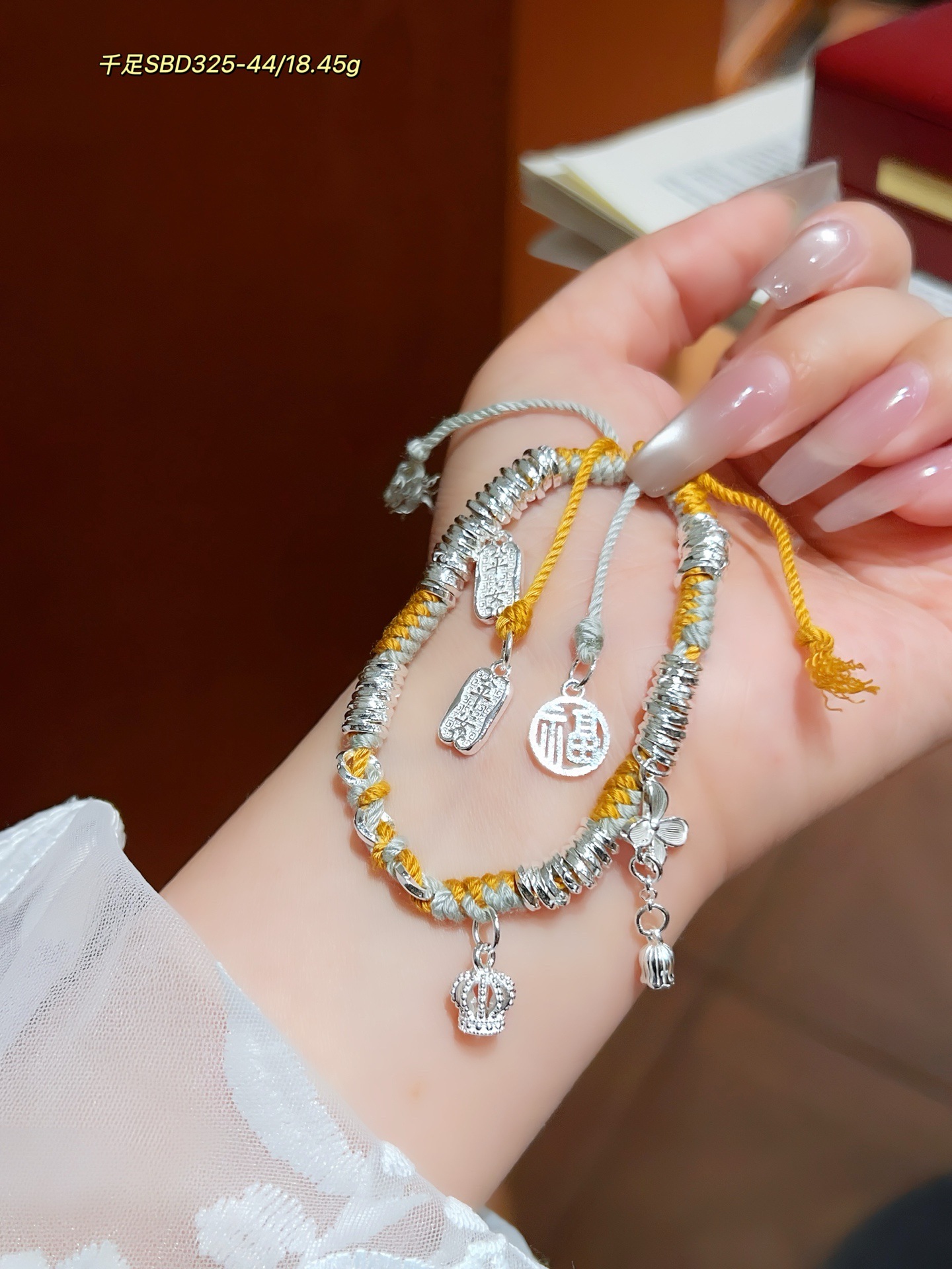 999 pulsera de alambre de plata de pie pulsera tejida de hilo arcoíris de bricolaje año de nacimiento cuerda de mano de plata rota para novia regalo de madre