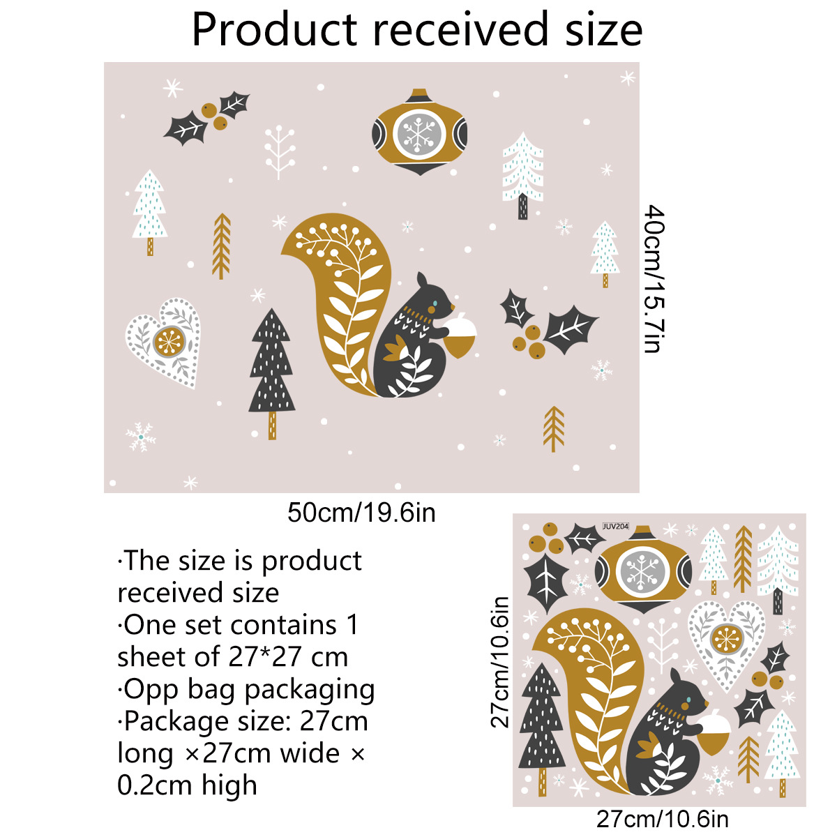 wall Sticker /wall Decal /wall Mural JUV204 New Christmas Squirrel Forest Snowflake Electrostatic Glass Sticker Living Room Bedroom Creative Simple_voghion.com