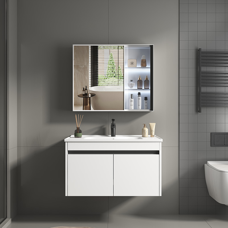 Panal gabinete de baño de aluminio de cerámica cuenca integrada espacio de baño de aluminio lavabo gabinete lavabo combinación