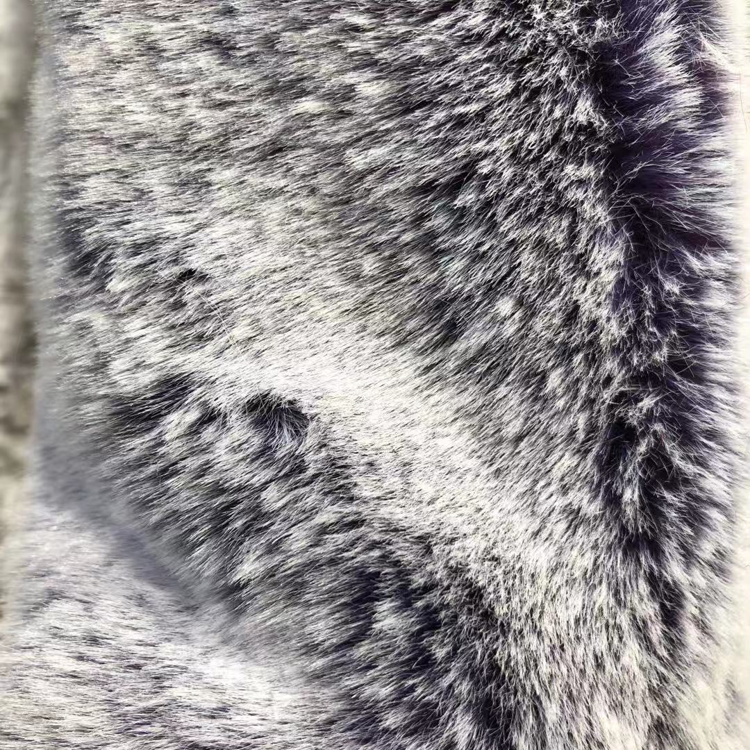 2CM tela de pelo de conejo ultra suave 1500G de doble color pelo de conejo blanqueado ropa de pelo cuello tela de peluche