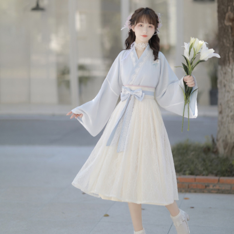 2026 Original Morning and Evening Hanfu Women's Han Element Chinese Style Cross-Collar Dress Daily Spring and Autumn Style 8315