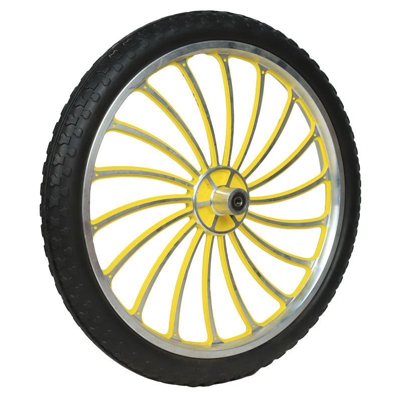 20英寸pu材质实心合金轮辐花园车脚轮轮椅轮 PU发泡轮