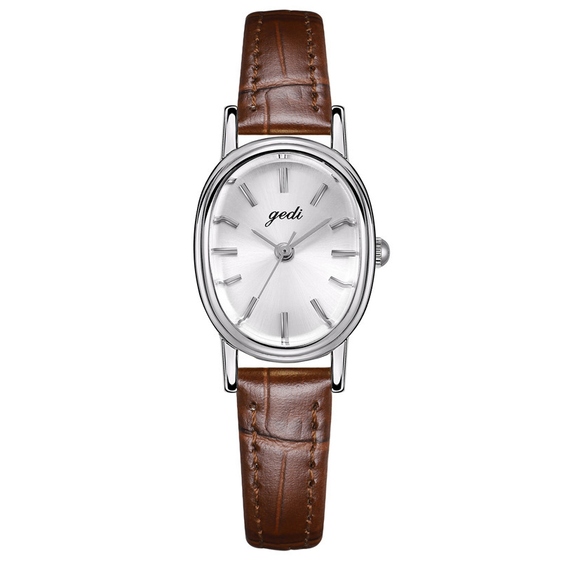 Gordi INS High-Value Simple Niche High-End Oval Women's Genuine Leather Waterproof Quartz Watch_voghion.com