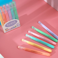 Soft Tip Fluorescent Pen Set Gentle Color Student Marking Pens Journal Pens Eye Protection Quick Dry Pens Drawing and Doodle Pens Wholesale