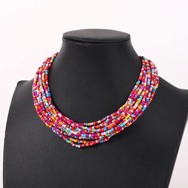 Casual Bohemian Round Seed Bead Beaded Layered Women's Necklace display picture 1