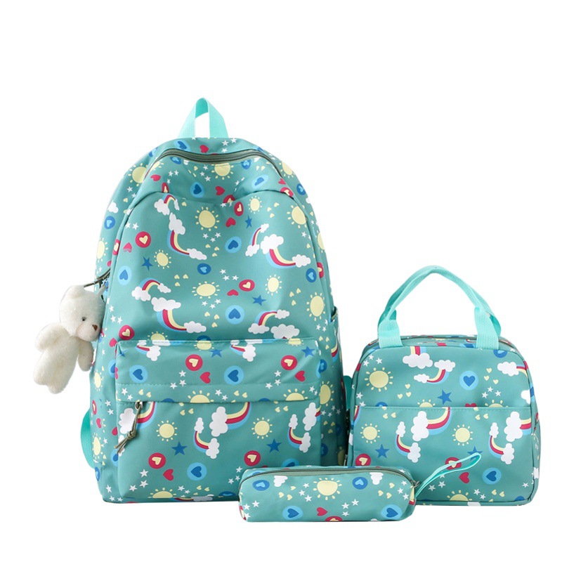 Conjunto de tres piezas de comercio exterior de mochila para estudiantes, mochila informal simple de estilo coreano, bolso para estudiantes de primaria y secundaria de gran capacidad