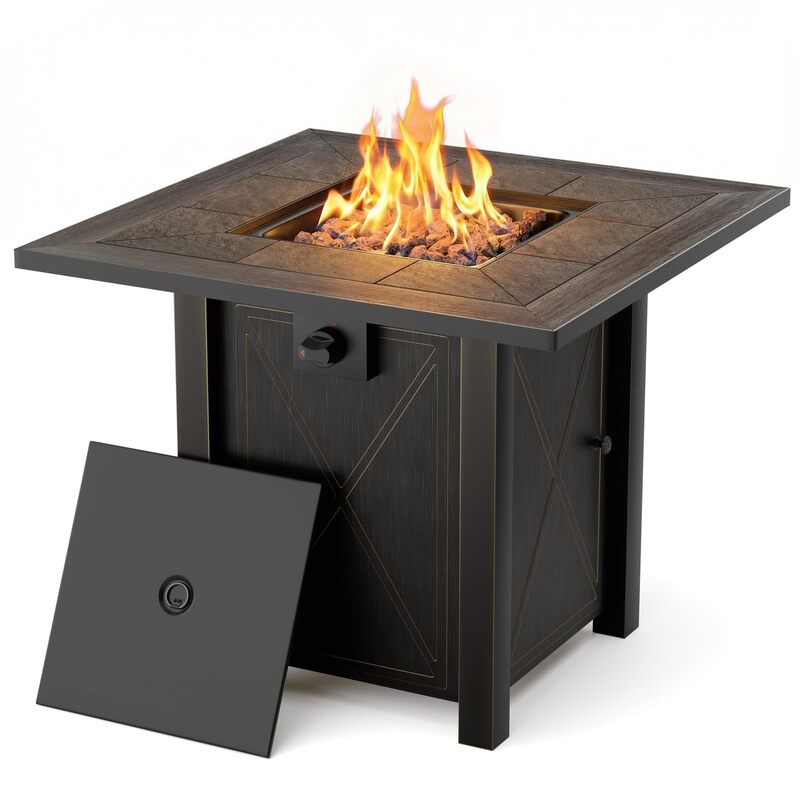 Propane Fire Pit Ceramic Tabletop, 5000 Btu Gas Fire Table with Lid for Outdoor Garden Patio Heating Propane Fire Pit Ceramic Tabletop, 5000 Btu Gas Fire Table with Lid for Outdoor Garden Patio Heating