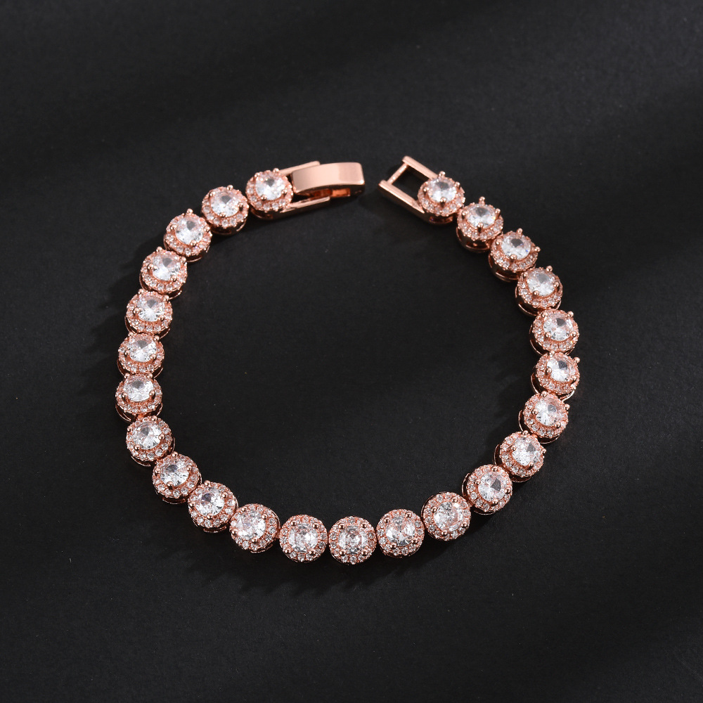 Gold-Plated Emerald Tennis For Men Hip-Hop Style Unisex Personality High-End Full Diamond Zircon Bracelet_voghion.com