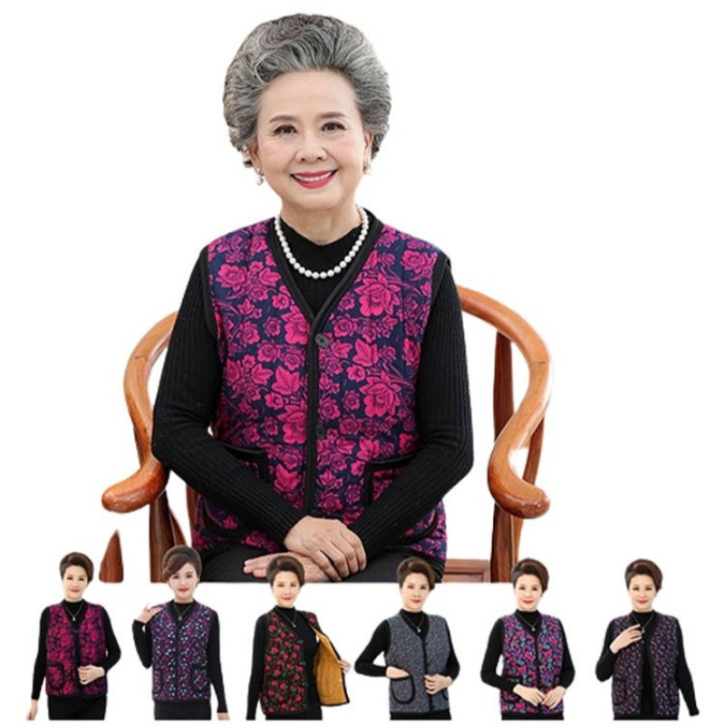 中老年新款加厚马甲奶奶老年人妈妈老人女装外套春秋背心保暖坎肩