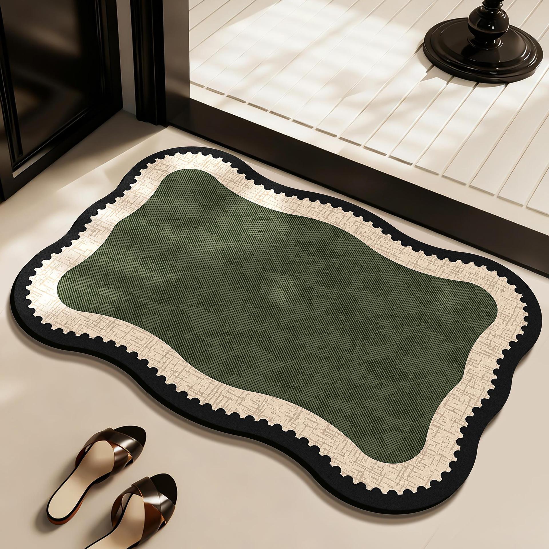 French Retro Bathroom Floor Mats, Bathroom Door Non-Slip Mats, Absorbent Mats, Household Shower Room Diatom Mud Foot Mats
